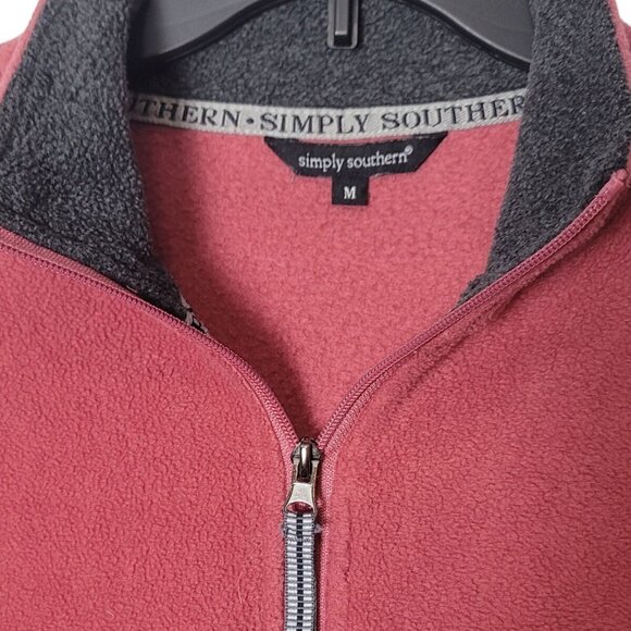 Simply Southern Womens Fleece Pullover Quarter-Zip Colorblock Pink & Gray Size M - Picture 3 of 13